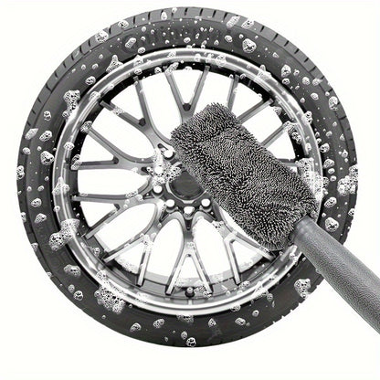 Extended Length Microfiber Car Rim Cleaning Brush - Precision Wheel Rim Detailing Tool for Effective Car Maintenance - Ideal for Car Wash and Enhancing Vehicle Beauty