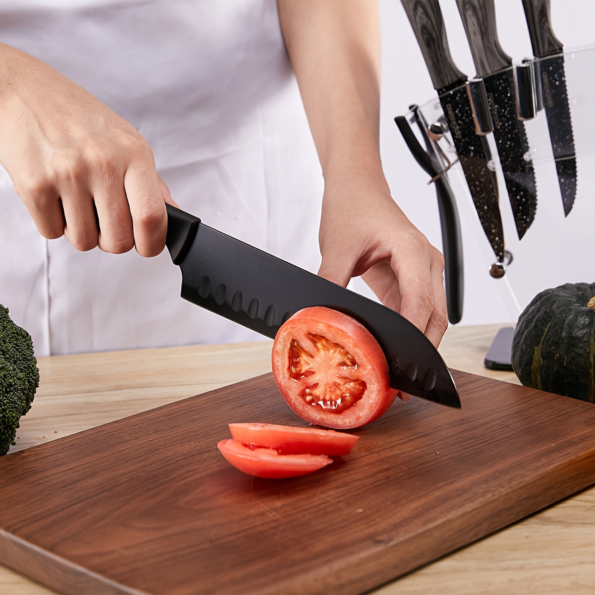 19 Piece High Carbon Stainless Steel Kitchen Knife Set – Includes Serrated Steak Knives, Chef Knives, Bread Knife, Scissors, Sharpener – All-in-One Block Set