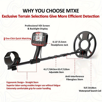 Professional Golden Metal Detector - Waterproof, 6 Modes, High Accuracy | Pinpoint & Terrain Modes, One-Click Quick Matching | Easy to Operate, Lightweight for Adults | Test, Measure and Inspect Instrument