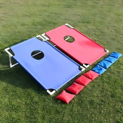 Portable Sandbag Toss Game Set - Foldable and Durable, Perfect for Outdoor Parties, Camping and Backyard Fun, Includes 6 Sandbags, Red and Blue