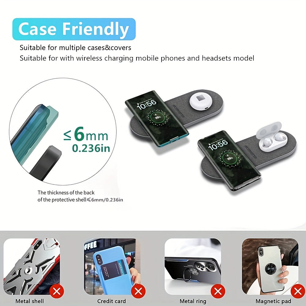 Dual Wireless Charger Pad 2 in 1 – Fast Charging Mat for iPhone 15/14/13/12/11, AirPods 3/2/Pro, Samsung Galaxy S23/S22/S21 & Note, Galaxy Buds