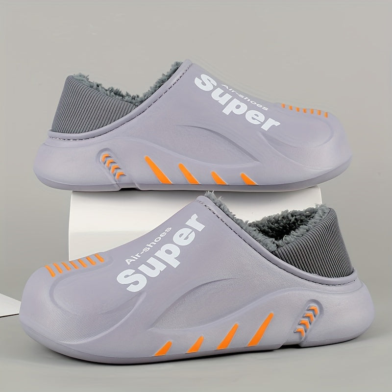Minimalist Winter Bootie Slippers for Men and Women - Plush-Lined, EVA Upper, All-Season Indoor/Outdoor, Waterproof Snow Boots with Positioning Print, Crafted in Quanzhou