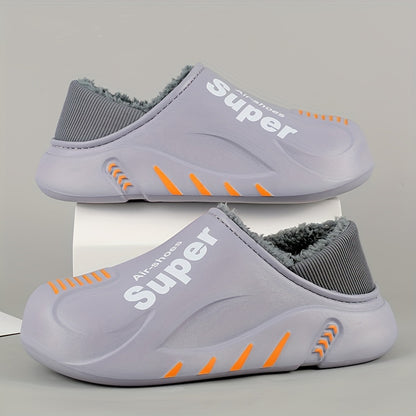 Minimalist Winter Bootie Slippers for Men and Women - Plush-Lined, EVA Upper, All-Season Indoor/Outdoor, Waterproof Snow Boots with Positioning Print, Crafted in Quanzhou