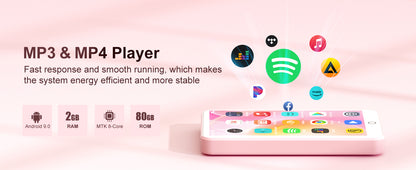80GB MP3 Player Android 9.0 - Bluetooth, WiFi, 4.0-Inch Touchscreen, Speakers, FM Radio, eBooks, Up to 512GB Capacity