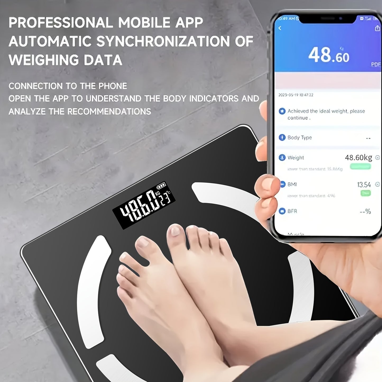High Precision Body Fat Scale – Electronic Weight Scale with HD Display, 400 lbs Capacity, Multiple Health Data Analysis (BMI, Fat, Muscle, Moisture), Mobile App Connection