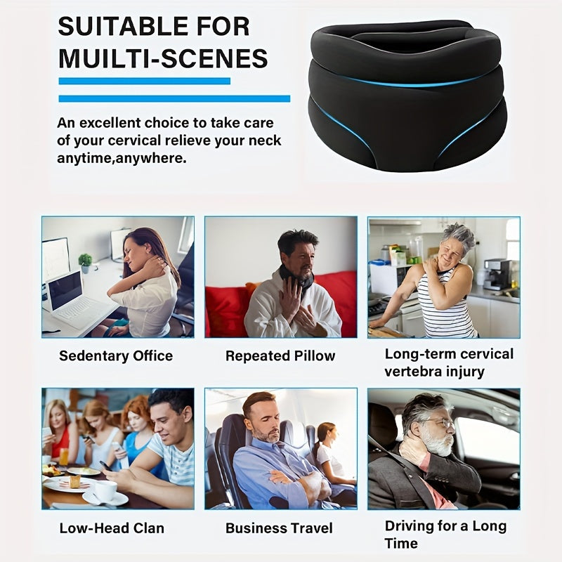 Adjustable Soft Foam Cervical Collar – Universal Neck Support Brace, Memory Foam Filling, Cotton Blend Cover, V-Shaped Chin Support, Sleep Aid for Men and Women