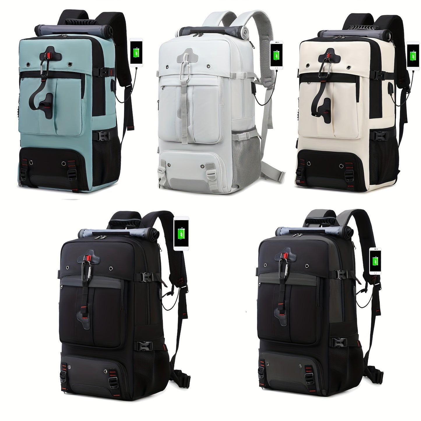 50L Spacious Hiking Travel Backpack - Multi-Functional, Water-Resistant, with Shoe Compartment, Laptop Sleeve, Ventilated Ergonomic Design - Ideal for Outdoor Camping, Sports and Adventures
