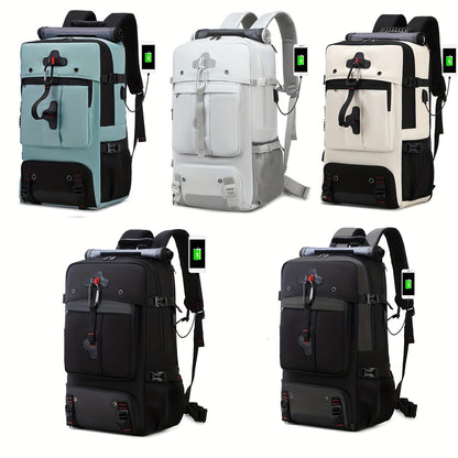 50L Spacious Hiking Travel Backpack - Multi-Functional, Water-Resistant, with Shoe Compartment, Laptop Sleeve, Ventilated Ergonomic Design - Ideal for Outdoor Camping, Sports and Adventures