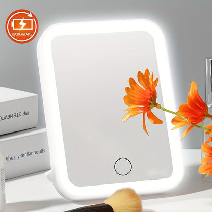 LED Makeup Mirror with Touch Control – 3 Brightness Levels, USB Rechargeable, Portable Vanity Mirror with Adjustable LED Light for Bedroom & Dorm – Gift for Women