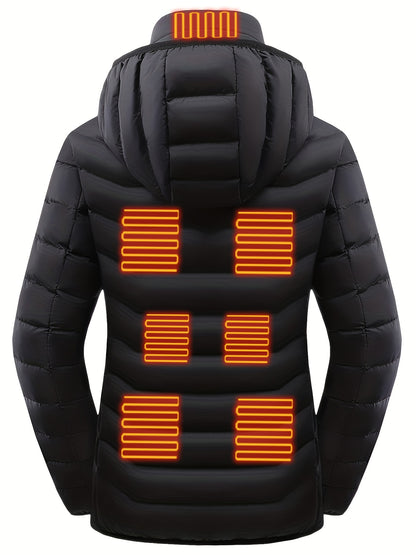 Women's Waterproof Heated Jacket - USB Electric with 3 Heating Levels & 9 Zones for Outdoor Camping, Hiking & Skiing (Battery Pack Not Included)
