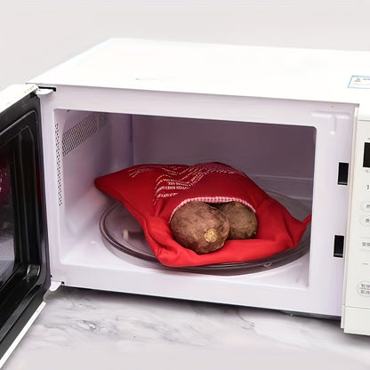 2pcs Quick Cook Microwave Potato Bag – Washable Cotton/Polyester Fiber Baked Potato Cooker Pouch for Fast Cooking