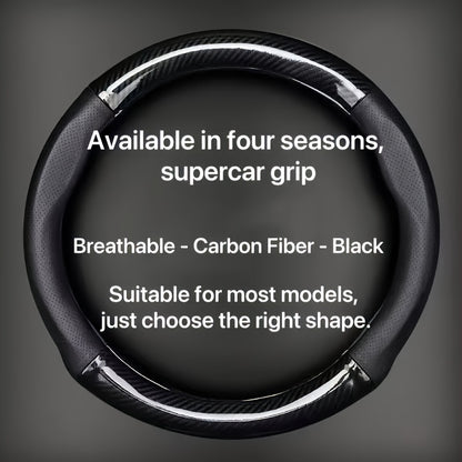Breathable PU Leather Steering Wheel Cover – Carbon Fiber Pattern, Non-Slip Sporty Grip for Car Steering Wheels