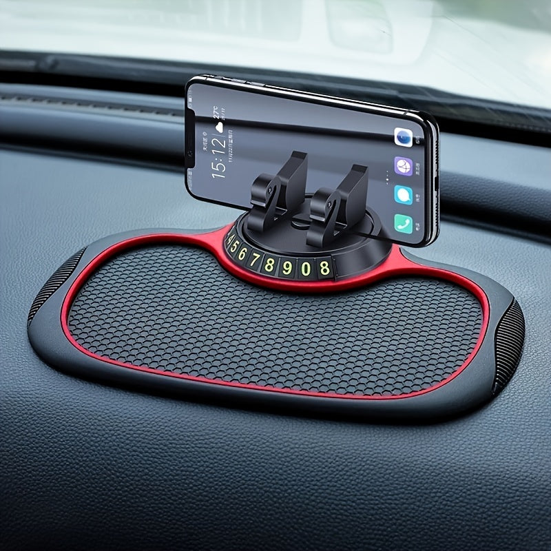 360° Rotating Car Dashboard Phone Mount - Multi-Functional Anti-Slip Mat with Universal Holder, Soft Silicone Pad and Stylish Swan Bracket for Secure Phone Placement