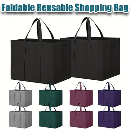 Non-Woven Large Capacity Storage Bag – Reusable Grocery Tote with Long Handle – Foldable for Shopping, Moving and Organization