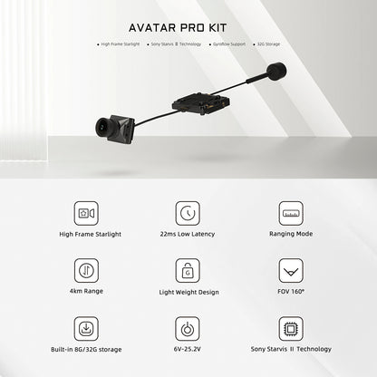 CADDX Walksnail Avatar HD Pro Kit V2 – FPV HD Kit with Gyroflow 8G/32G Camera for DJI