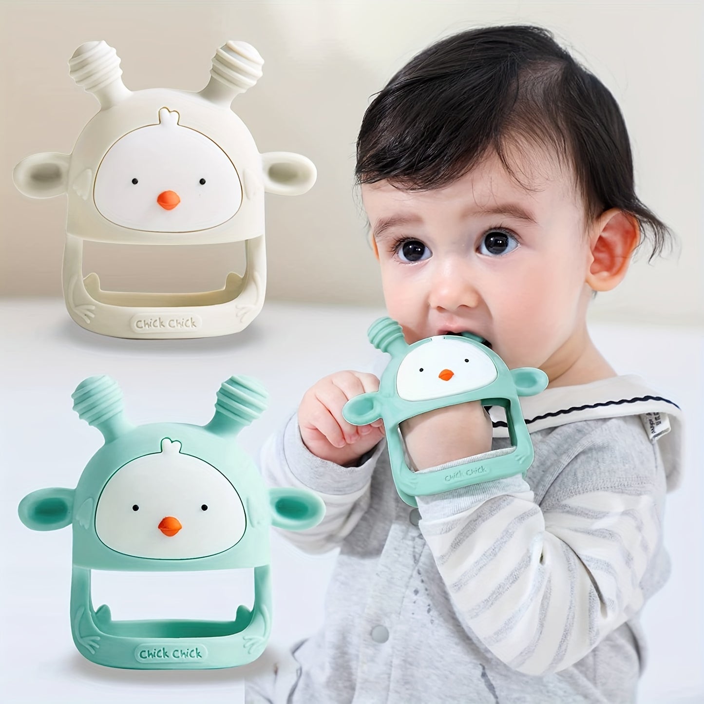 Silicone Baby Teething Toy - Never Drop Design, BPA Free, Rattling Teether for Infants 6-12 Months, Available in 1/2 Pack