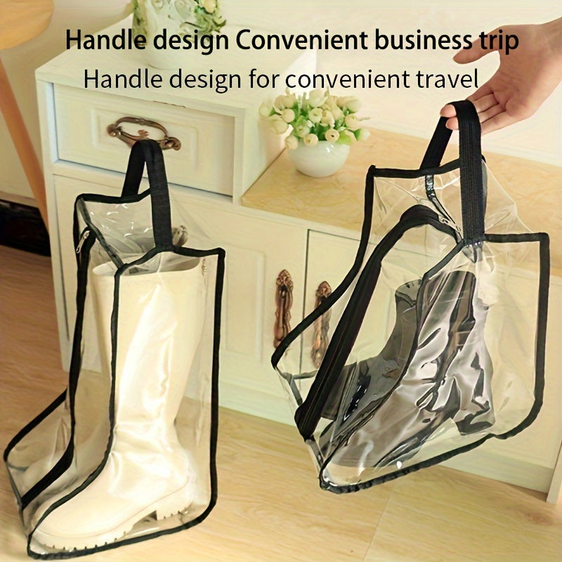 Minimalist PVC Shoe Protector Bags – Clear, Foldable, Waterproof, Dustproof with Zipper, Hand Washable Storage Bags for Travel & Home Organization