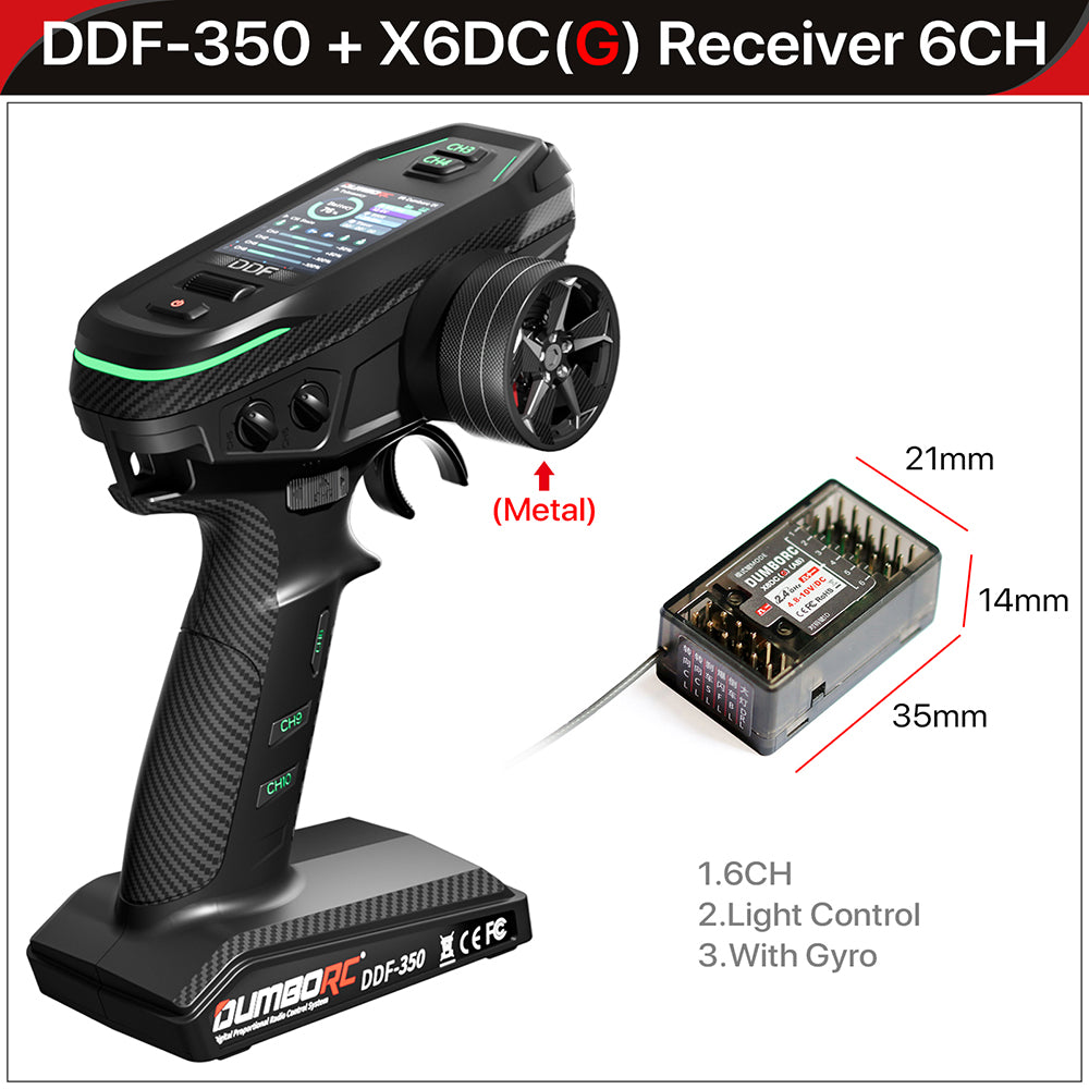 DUMBORC 2.4G 10CH Digital Radio Remote Controller – DDF-350 Transmitter with Receiver for RC Car, Boat, Tank, LCD FHSS System