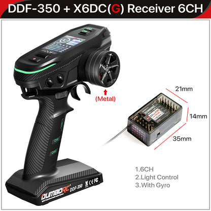 DUMBORC 2.4G 10CH Digital Radio Remote Controller – DDF-350 Transmitter with Receiver for RC Car, Boat, Tank, LCD FHSS System