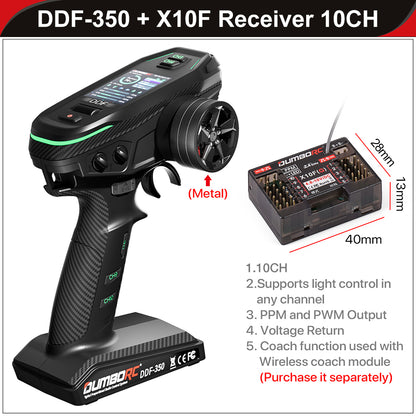 DUMBORC 2.4G 10CH Digital Radio Remote Controller – DDF-350 Transmitter with Receiver for RC Car, Boat, Tank, LCD FHSS System