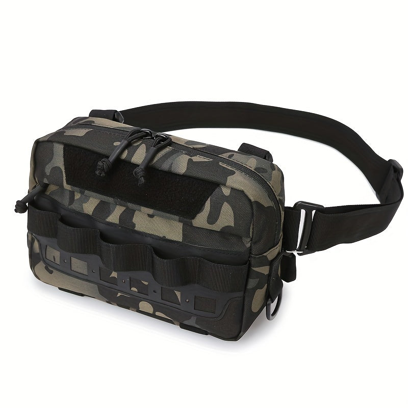 Men's Camouflage Fishing Vest Bag - Water-Resistant Nylon, Zipper Closure, Random Printing - Portable, Lightweight for Mountaineering, Camping, Hiking, Outdoor Adventures