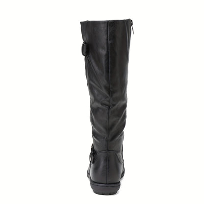 Women's Wide Calf Knee High Boots - Faux Fur-Lined Autumn & Winter Boots, Durable & Comfortable Knee-Length Style
