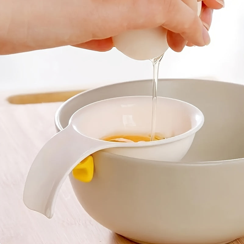 White Plastic Egg Yolk Separator - Household Egg White Filter, Cooking & Baking Kitchen Tool
