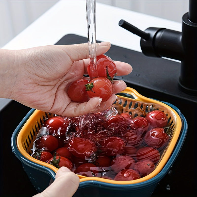 6PCS Kitchen Strainer Set - Double Drain Plastic Colander Baskets for Fruit, Vegetables, and Dishwashing, Restaurant Kitchen Special