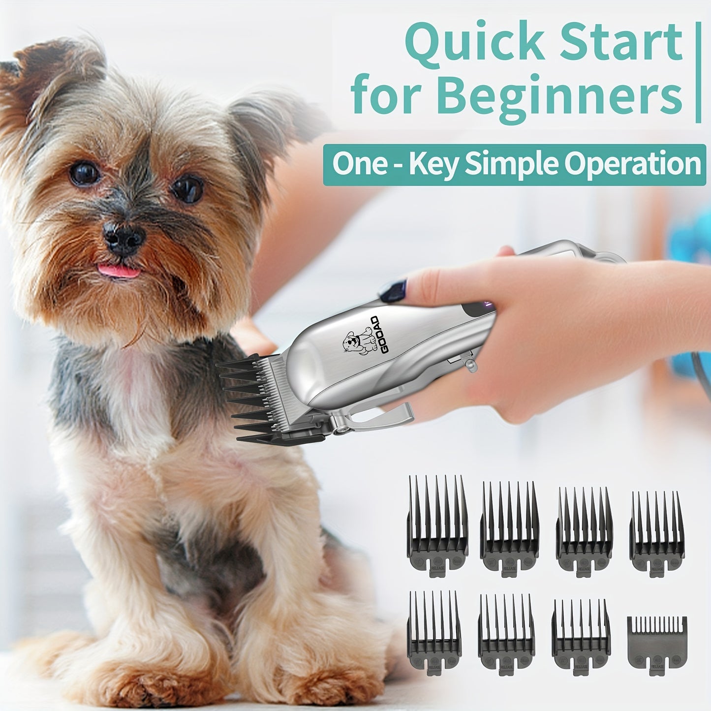 Cordless Dog Grooming Clippers for Thick Coats - Quiet Pet Hair Clippers for Dogs & Cats