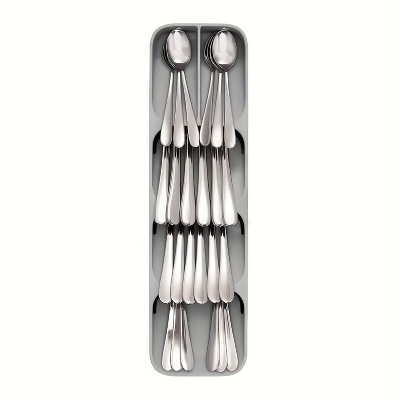 Utensil Tray – Multifunctional Knife and Fork Compartment Storage Box, Divided Cutlery Organizer for Kitchen Drawer, Counter, and Cabinet