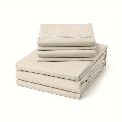 6pcs Sheet Set Deep Pocket - Ultra Soft, Machine Washable Luxury Bedding, Shrinkage & Fade Resistant with Embroidery - Twin Size (4pcs)
