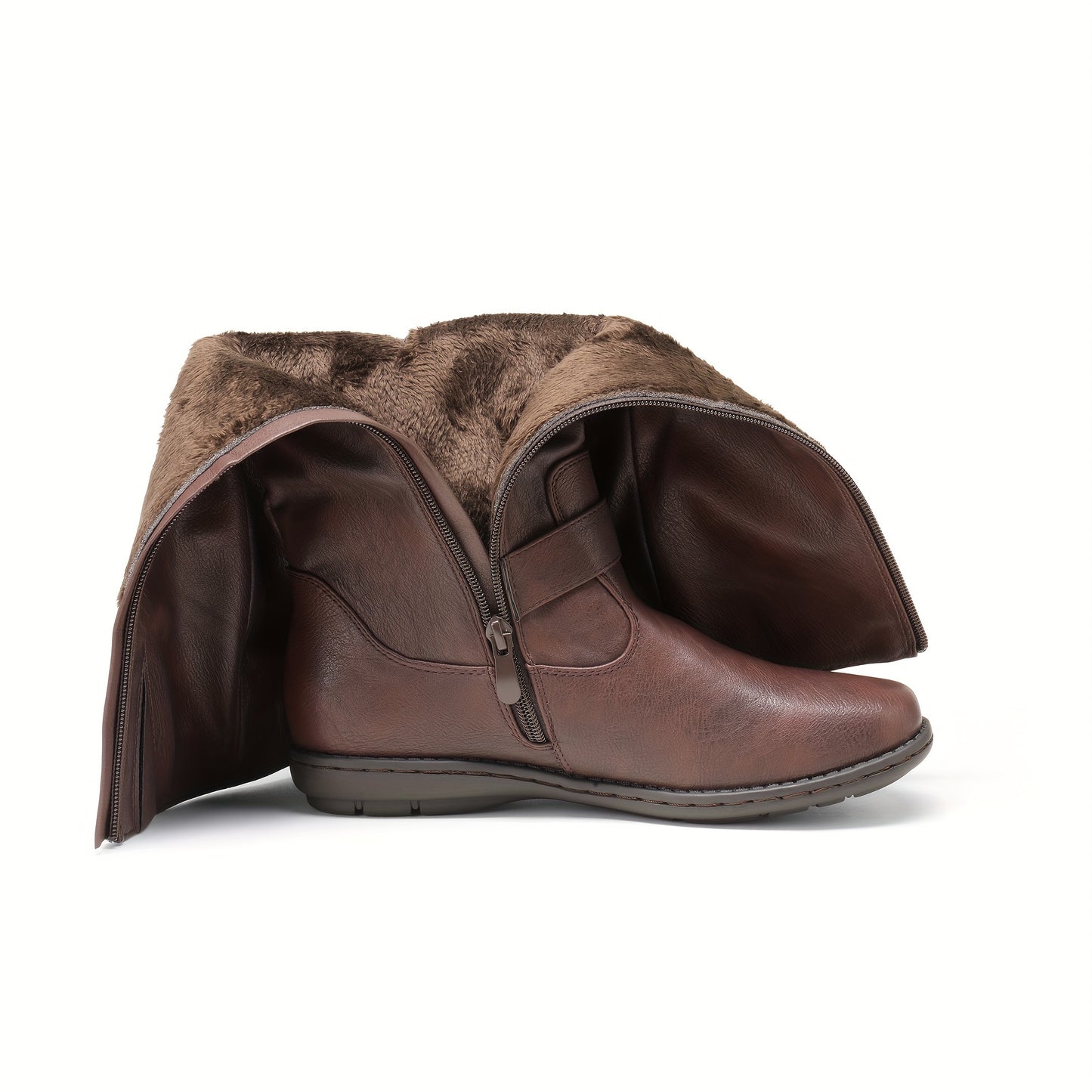 Women's Wide Calf Knee High Boots - Faux Fur-Lined Autumn & Winter Boots, Durable & Comfortable Knee-Length Style