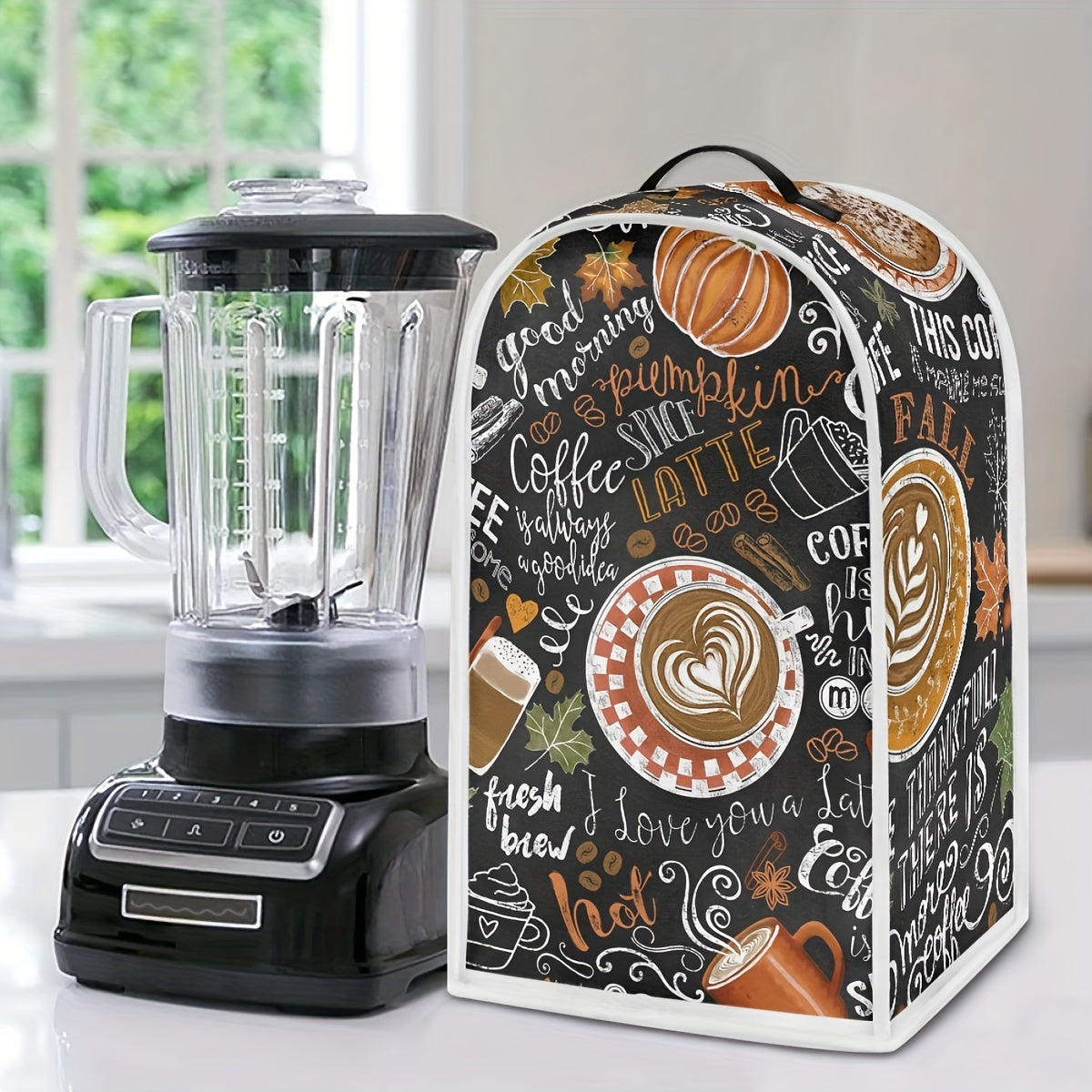 Coffee Style Blender Covers – Washable Kitchen Appliance Dust Cover and Protector – Anti-Splash for Blender, Coffee Maker, Food Processor – Ideal for Coffee Lovers