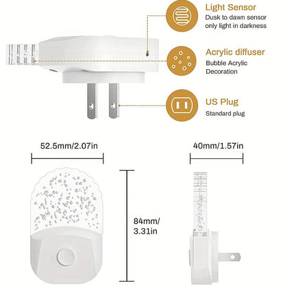 2pcs LED Night Light Plug - 8-Color Changing RGB, Dusk to Dawn Sensor, RGB Mode - Ideal Christmas Gift