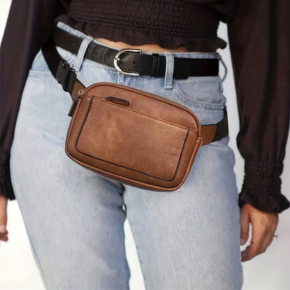 Fashion Crossbody Bag with Adjustable Strap - Lightweight PU Leather Waist Bag, Portable Fanny Pack for Outdoor Sports and Fitness