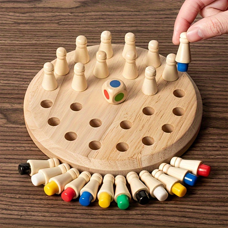 Wooden Memory Match Stick Chess - Portable Brain Teaser Puzzle Game for Kids and Adults, Ages 3-6, Enhances Cognitive Skills, Ideal for Travel and Gifting