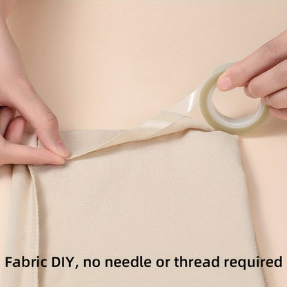 Beige Double-Sided Hem Tape – No-Iron Fabric Adhesive for Pants Hemming | 196.85 Inches, Multipurpose Clothing and Craft Tape with Water Resistance