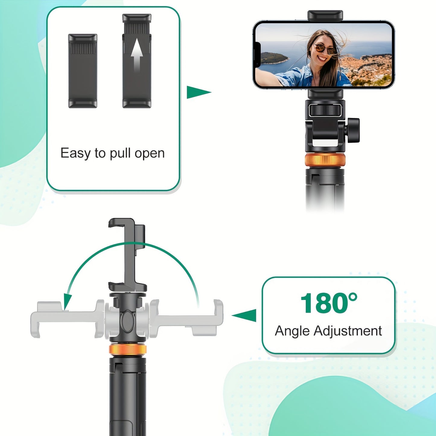 62 Inch Extra-Large Phone Tripod Stand - Wireless Remote, Retractable & Travel-Friendly, Compatible with iPhone 15/14/13 & Android - Battery Powered, Non-Rechargeable and Durable