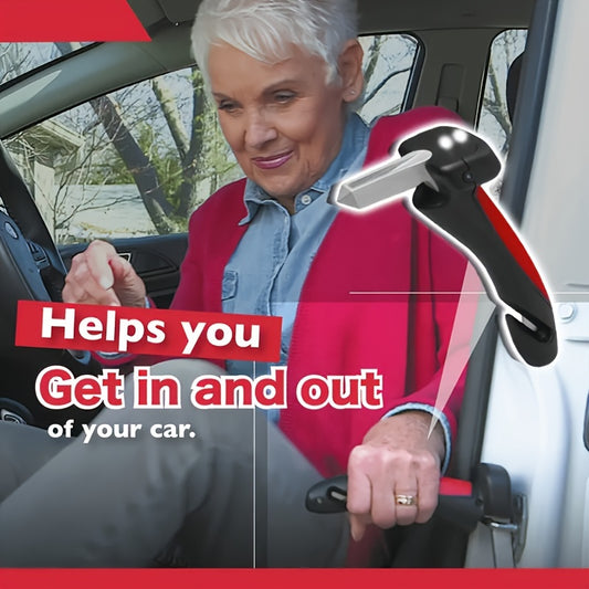 Portable Vehicle Support Grab Bar - Emergency Escape Tool with Window Breaker, Seat Belt Cutter, and LED Flashlight