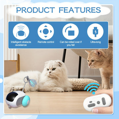 Whisker Wizard Interactive Cat Toy - Automatic Gravity Mobile Car, USB Rechargeable, Remote Controlled | Indoor Fun with Moving Mouse Toy for Cats, Interactive Playmate