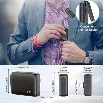 Pro Wireless Lavalier Mic System - Omnidirectional Condenser, Digital Display, Charging Case, Crystal-Clear Audio - Ideal for Interviews, YouTube, Vlogging, and Public Speaking