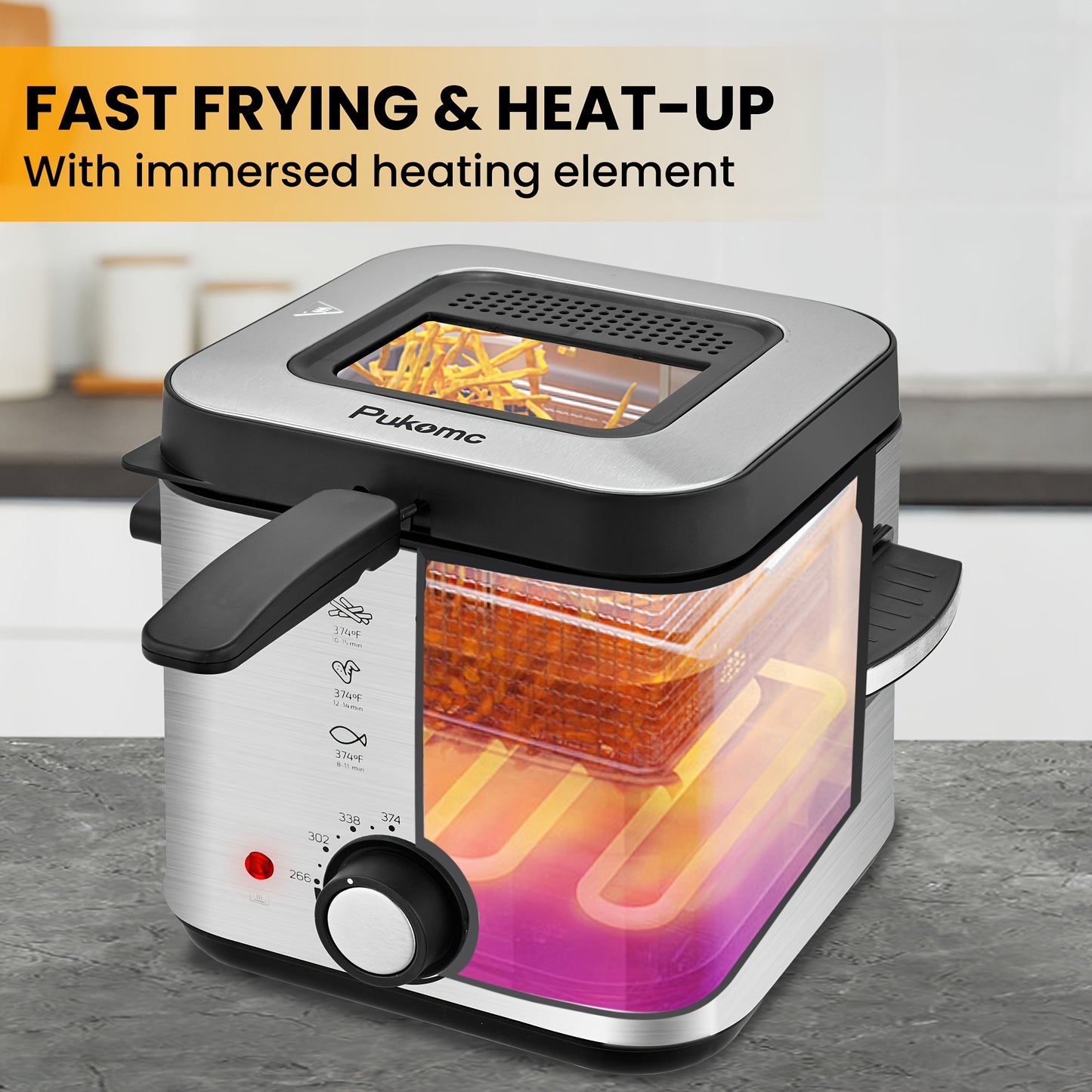 SUSTEAS 1500W Electric Deep Fryer with Basket - Easy Clean Non-Stick Pot, Temperature Control, Removable Lid, Ideal for Home Kitchens and Restaurants