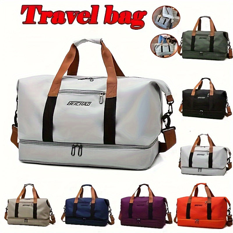 Large Capacity Travel Duffel Bag – Lightweight, Water-Resistant Oxford Cloth, Random Print, Casual Style for Yoga, Training, Outdoor Activities, Weekend Getaways