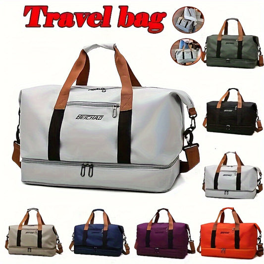 Large Capacity Travel Duffel Bag – Lightweight, Water-Resistant Oxford Cloth, Random Print, Casual Style for Yoga, Training, Outdoor Activities, Weekend Getaways