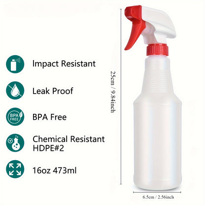 2 Pack Leak-Proof 16oz HDPE Spray Bottles - Adjustable Nozzle, BPA Free for Cleaning, Plants, Pets, Bleach, Vinegar and Alcohol