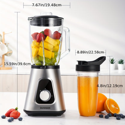 52 oz Large Capacity Countertop Blender – 3-Speed Controls, 22 oz Travel Cup, Two Knife Holders, BPA-Free Glass Jar for Smoothies and Sauces – Silver