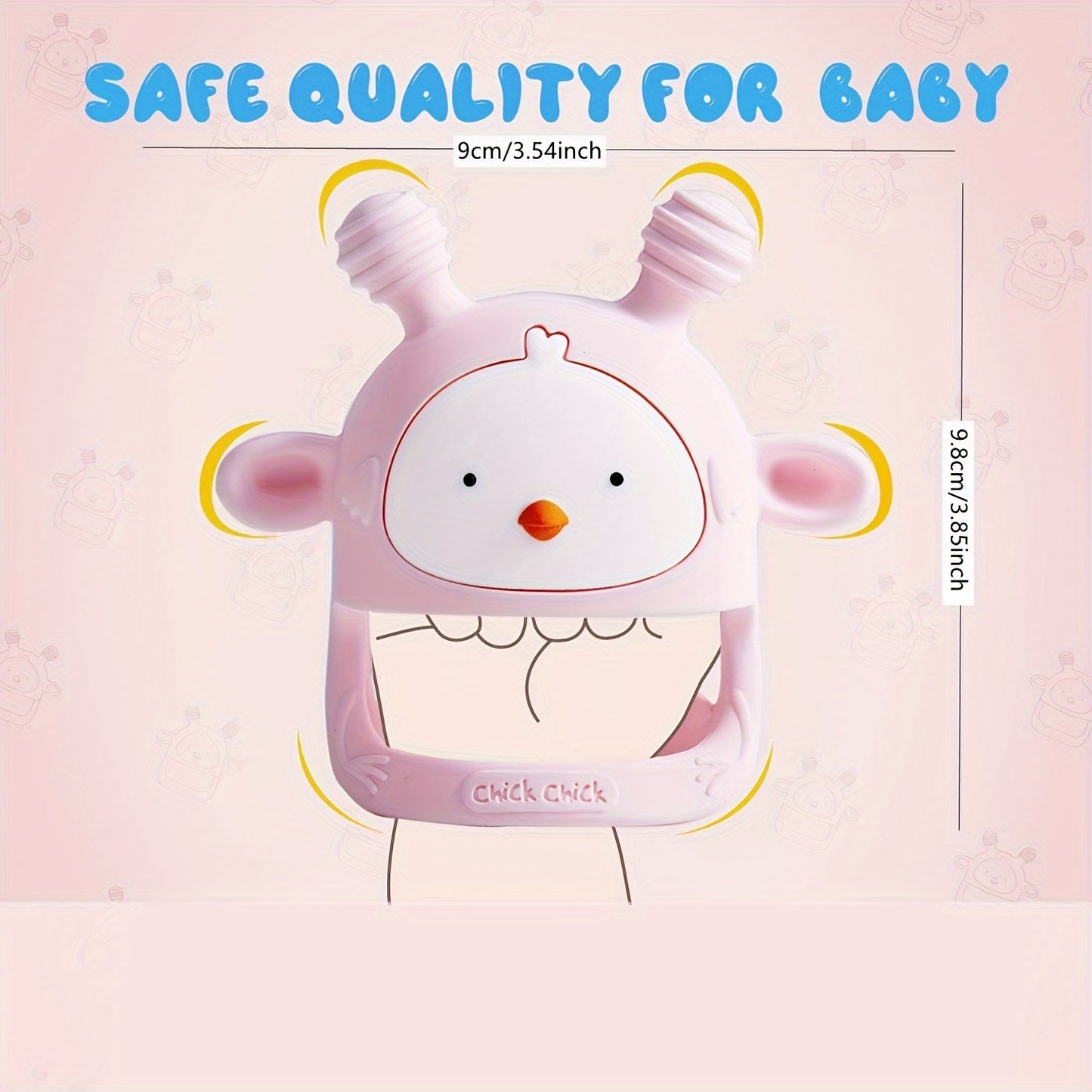 Silicone Baby Teething Toy - Never Drop Design, BPA Free, Rattling Teether for Infants 6-12 Months, Available in 1/2 Pack