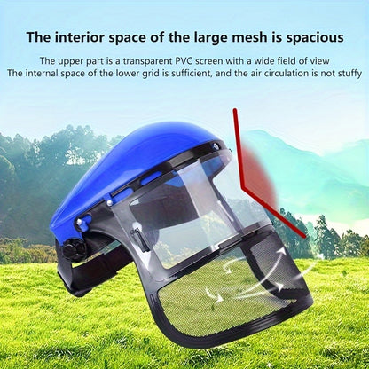 Ultimate Gardening Face Shield Helmet – Adjustable Metal & Plastic Visor, Face Guard Protection, Safety Headgear for Trimming, Weeding, Woodworking & Forestry Tasks