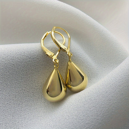 2 Pairs Teardrop Dangle Hoop Earrings for Women - Stainless Steel Hypoallergenic Silver & Gold-Plated, Lightweight Water Drop Leverback Hoops, Fashion Jewelry, Birthday & Holiday Gifts