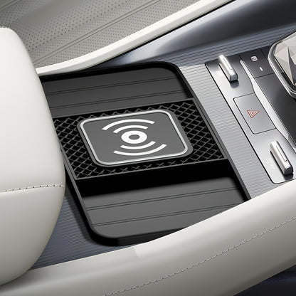 15W Fast Wireless Charging Pad with USB Connector - Non-Slip Rubber Mat for Car, Lightweight USB-Powered Charger for Qi-Enabled Devices, Phone, Watch & Earbuds Multi-Device Charging